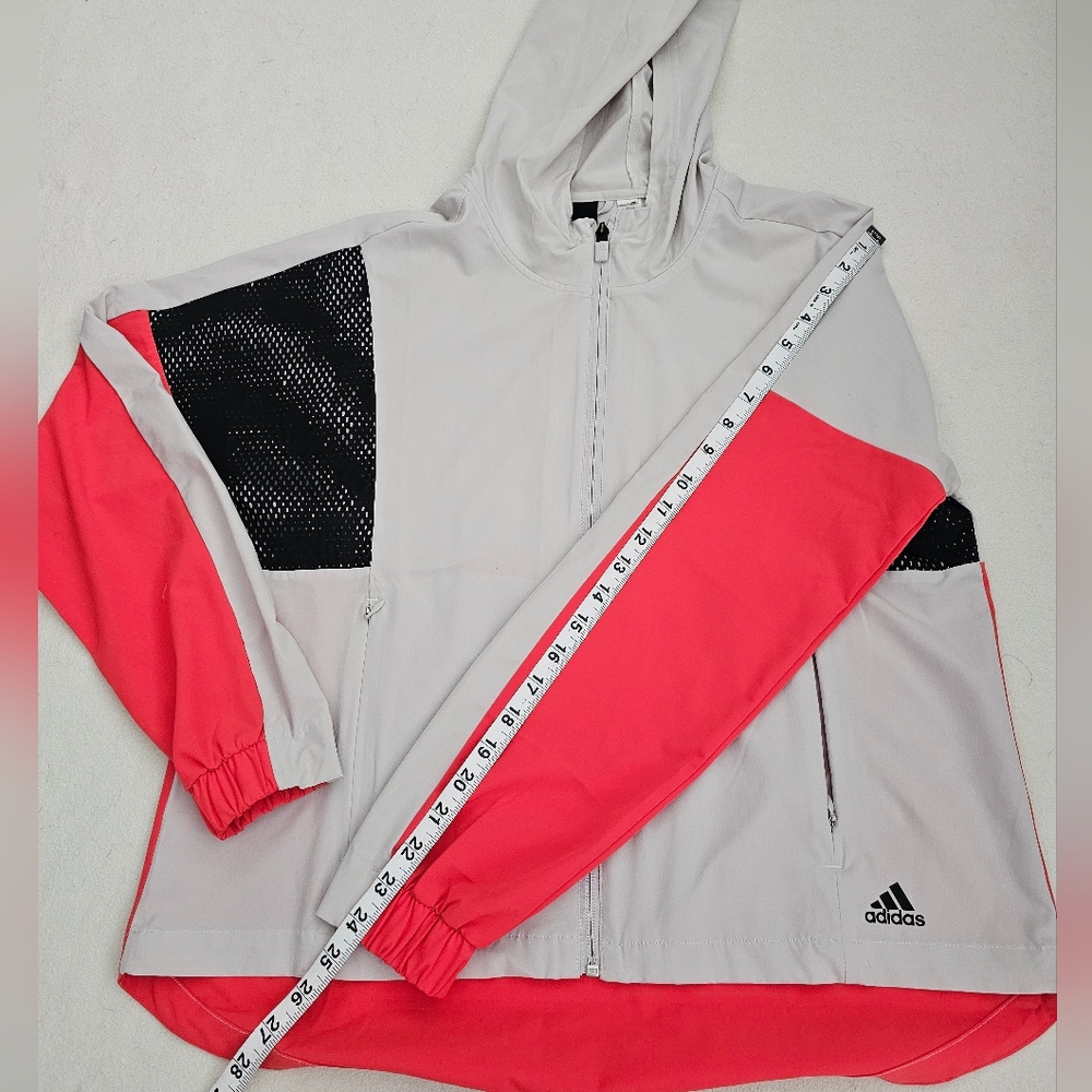 EXELLENT ADIDAS Track Jacket Womens Lightweight Color: Black Salmon Tan SZ M - Picture 12 of 16